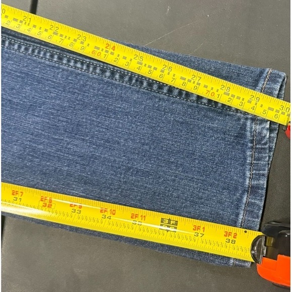 Levi's 524 Too Superlow Jeans Womens 11 Medium Blue Bootcut Distressed - Picture 8 of 11